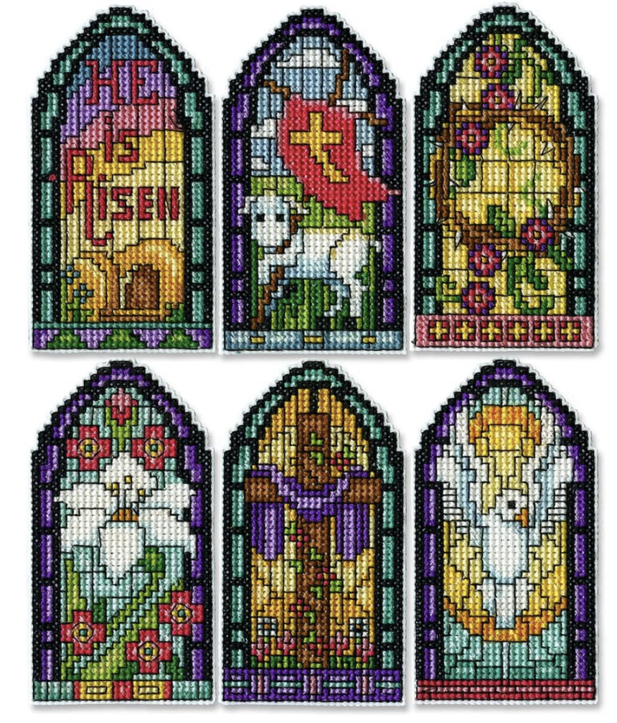 Samples of the finished cross stitched ornaments